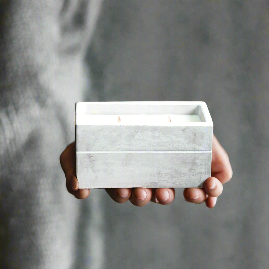Re-energise & Revitalise - a Spiced South Sea Lime infused Wooden Wick Concrete Candle.