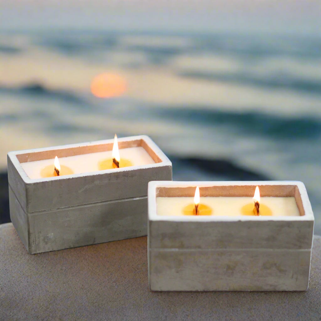 Re-energise & Revitalise - a Spiced South Sea Lime infused Wooden Wick Concrete Candle.